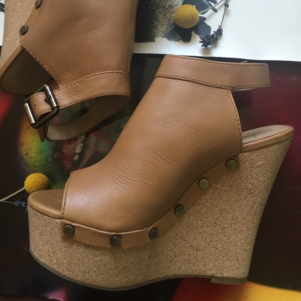 Calvin Klein Tan Platform Wedge Sandals